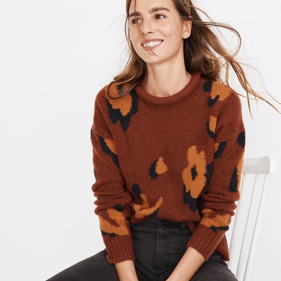 Madewell Sweaters - Madewell Leopard Intarsia Fulton Pullover Sweater